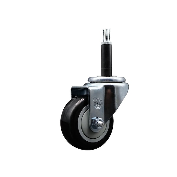 3'' Black Poly Wheel Swivel 3/4'' Expanding Stem Caster